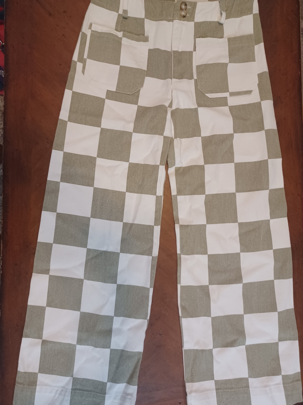 Papermoon Demi Checkered Straight Leg Pants - Size L